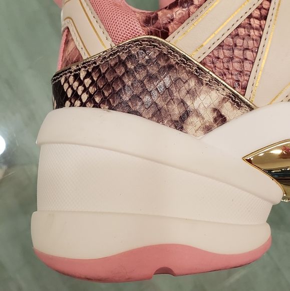 EUC- Michael Kors Olympia mixed media baby pink platform sneakers - Picture 10 of 14